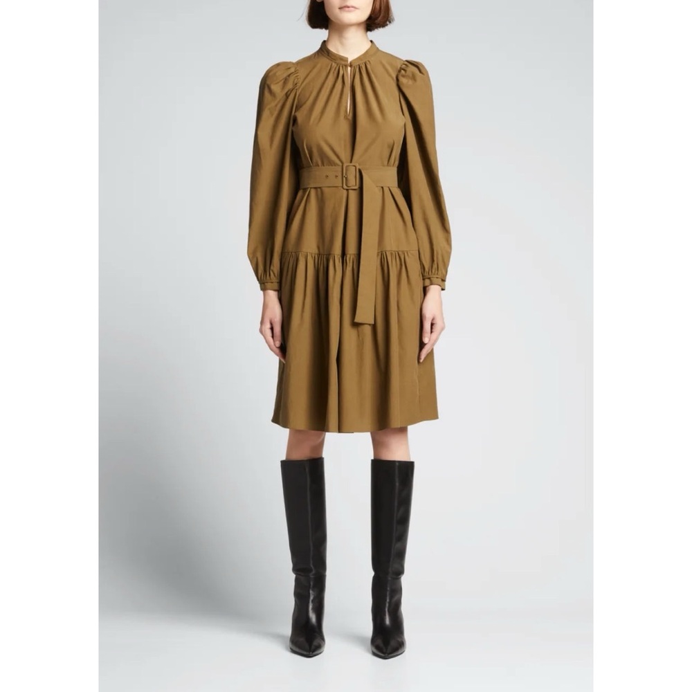 Rebecca Taylor Puff-Sleeve Belted Dress